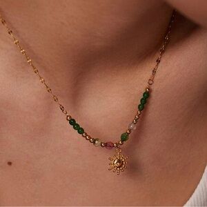 Y2K Beaded Chain Sun Necklace